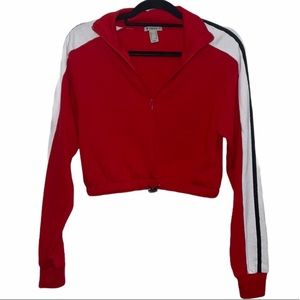 Forever 21 Cropped Pullover Sweater Red White